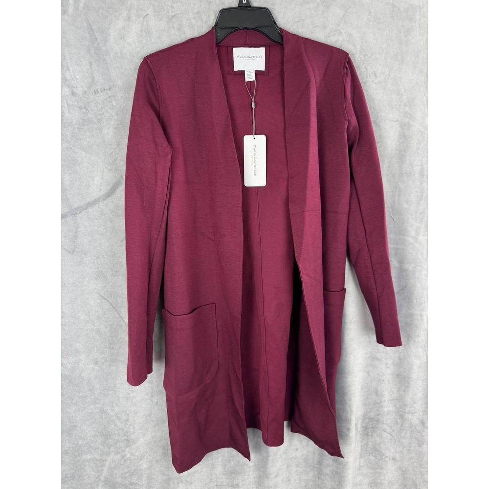 Carolina Belle Montreal Cardigan XS NWT Burgundy Open Front Duster